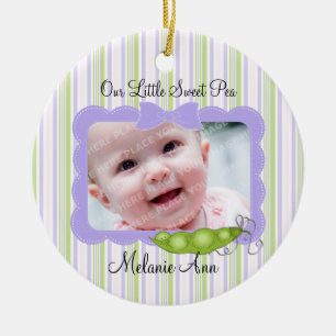 Sweet Baby Pea Photo Ceramic Tree Decoration