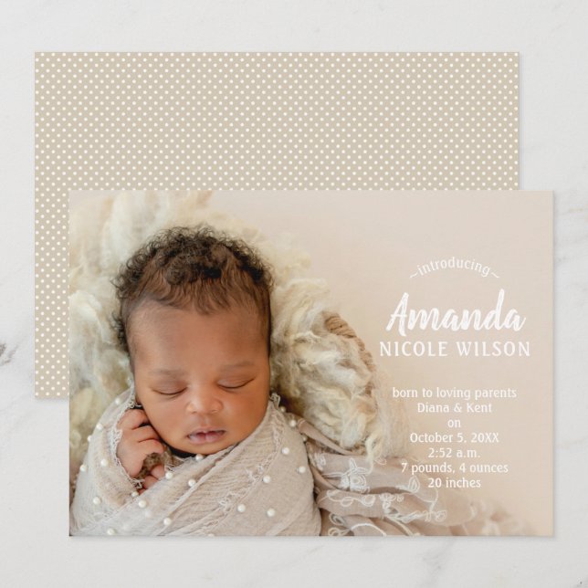 Sweet Baby Photo Birth Announcements (Front/Back)