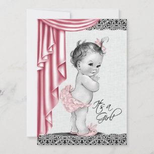 Sweet Baby Pink and Black Baby Shower Invitation