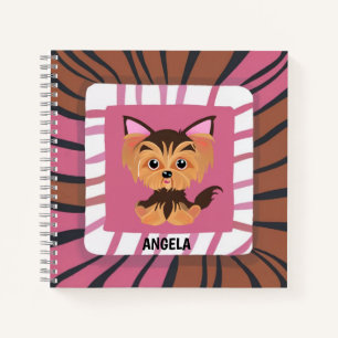 Sweet Baby Pink and Brown Yorkie Notebook