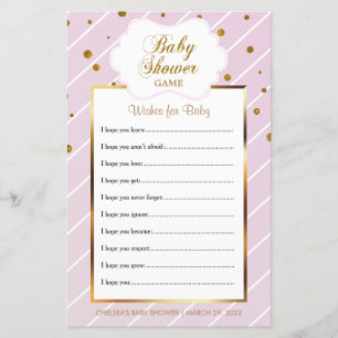 Sweet Baby Pink and Gold Baby Shower - Wishes