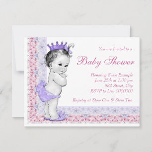 Sweet Baby Pink and Purple Baby Shower Invitation