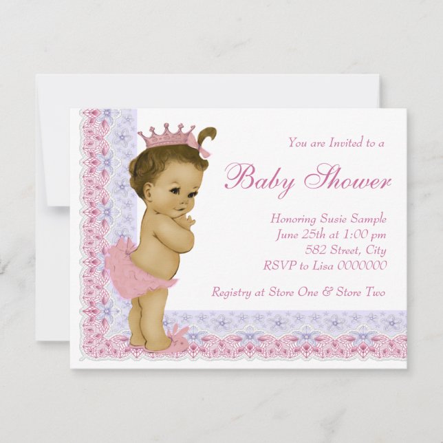 Sweet Baby Pink and Purple Baby Shower Invitation (Front)