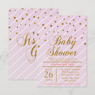 Sweet Baby Pink & Gold Confetti   Baby Shower Invitation