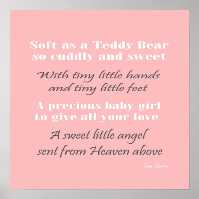 Sweet Baby pink nursery wall art baby decor (Front)