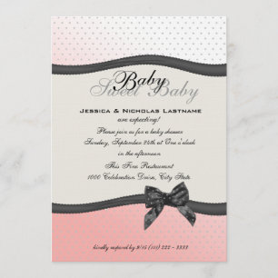 Sweet Baby Polka Dots and Bow Invitation