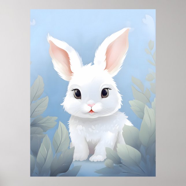  Sweet Baby Rabbit in Nature Poster (Front)