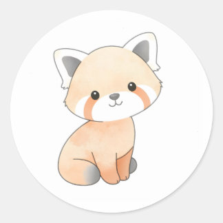 Sweet Baby Red Panda Watercolor Print Sticker