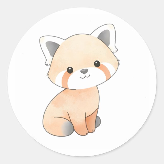 Sweet Baby Red Panda Watercolor Print Sticker (Front)