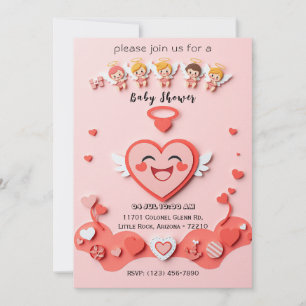 Sweet Baby Shower Card with Heart and Angels