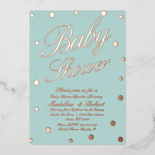 Sweet Baby Shower Gold Dots Pressed Foil Invitat