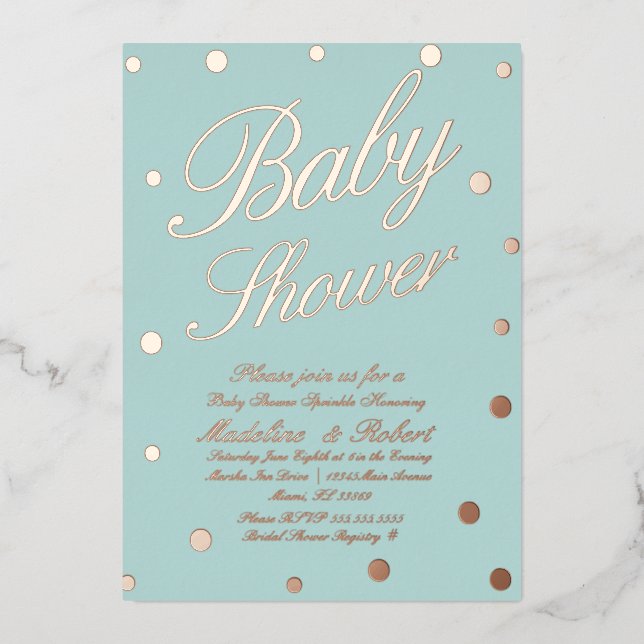 Sweet Baby Shower Gold Dots  Pressed  Foil Invitat (Front)