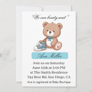 Sweet Baby Shower Invitation Cute Bear Theme