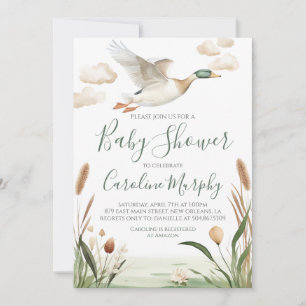 Sweet Baby Shower Mallard Duck Gingham Invitation