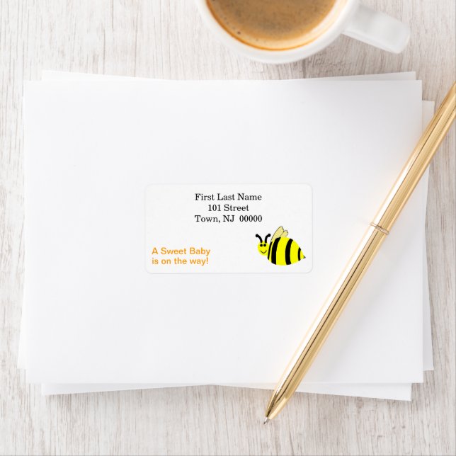 Sweet Baby Shower Yellow Bumble Bee  Label (Insitu)