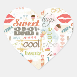Sweet Baby Text Design Your Colour  ID237 Heart Sticker
