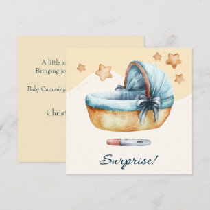 Sweet Baby Watercolor Bassinet Pregnancy Announcement