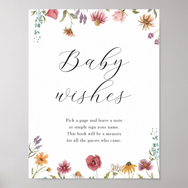 Sweet Baby Wishes Baby Shower Guestbook Sign (Front)