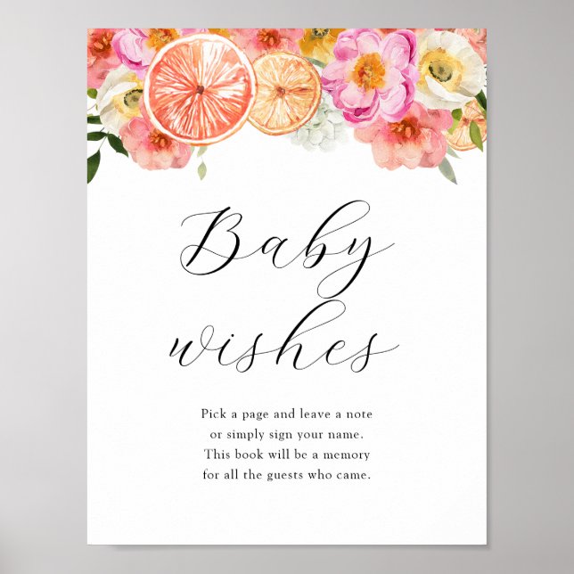 Sweet Baby Wishes Baby Shower Guestbook Sign (Front)