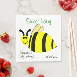 Sweet Baby Yellow Bumble Bee Baby Shower Napkin