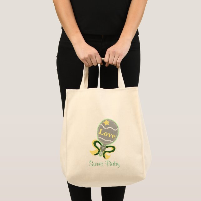 Sweet Baby Yellow Green Baby Rattle Tote Bag (Front (Product))