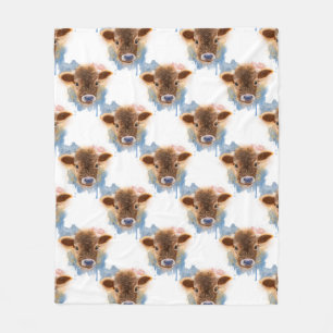 Sweet Babyface Fuzzy Calf Portrait Fleece Blanket