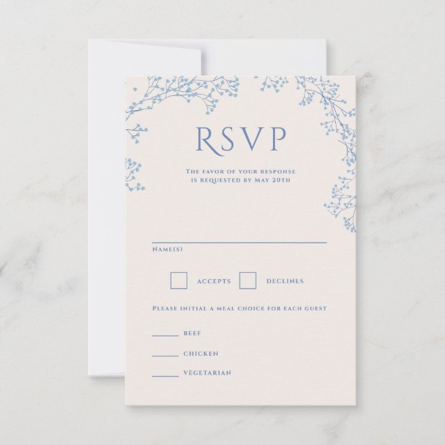 Sweet Baby's Breath Wedding RSVP Card (Front)