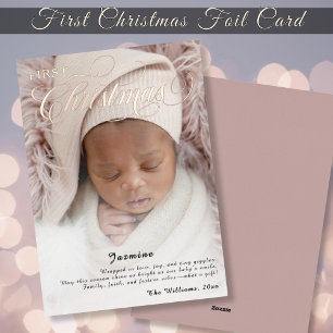 Sweet Baby's First Christmas Photo Script Foil Holiday Card