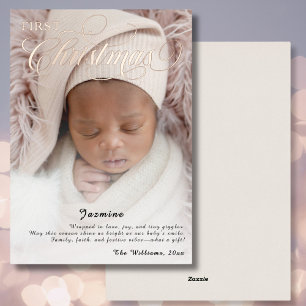 Sweet Baby's First Christmas Photo Script Foil Holiday Card