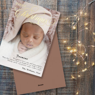 Sweet Baby's First Christmas Photo Script Foil Holiday Card