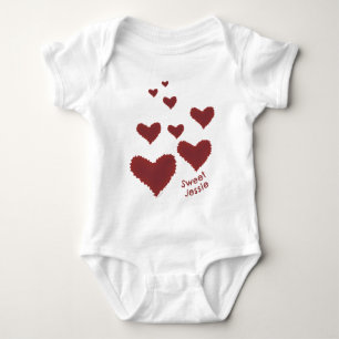 Sweet Baby's Name Cuddly Red Hearts I Love You Baby Bodysuit