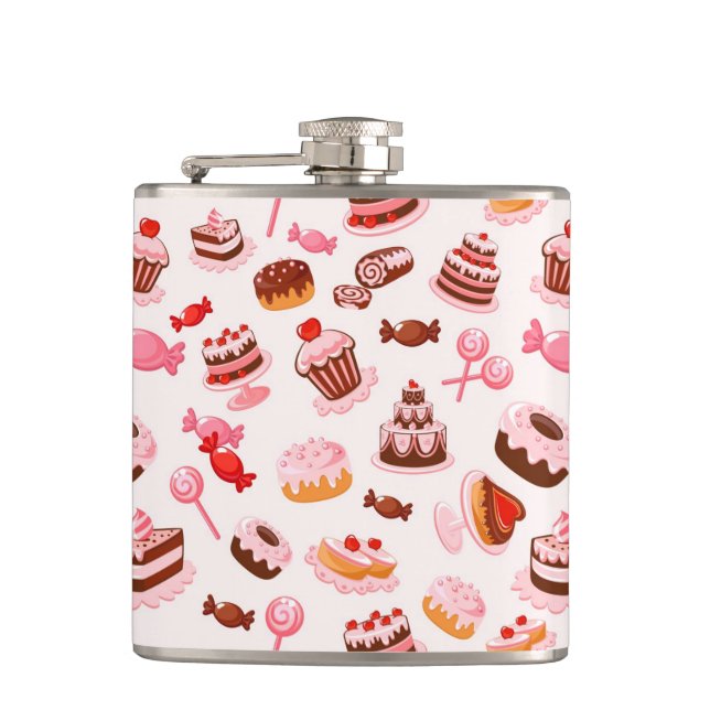Sweet background hip flask (Front)
