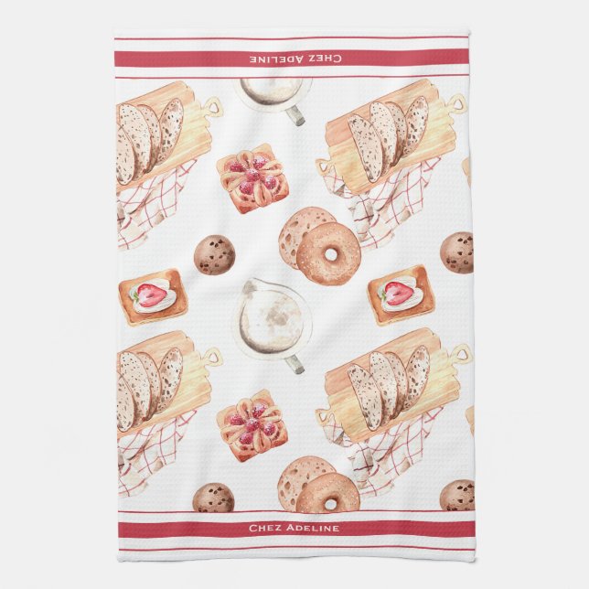 Sweet Baked Pastries Customisable Tea Towel (Vertical)