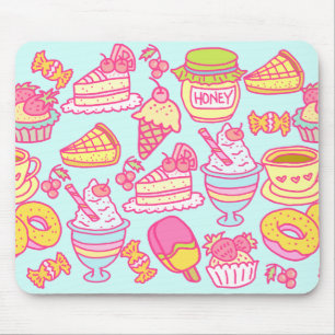 Sweet Bakery and Drinks Blue Mouse Mat