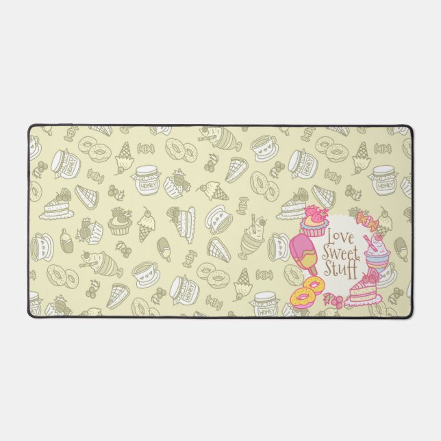 Sweet Bakery and Drinks Green Desk Mat (Front)