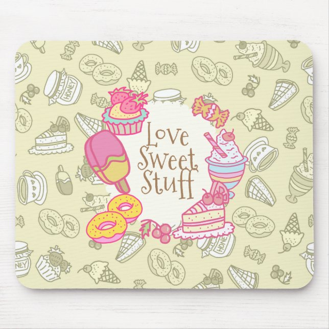 Sweet Bakery and Drinks Green Mouse Mat (Front)