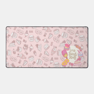 Sweet Bakery and Drinks Peach Desk Mat