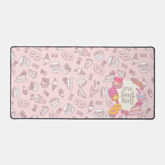 Sweet Bakery and Drinks Peach Desk Mat (Front)