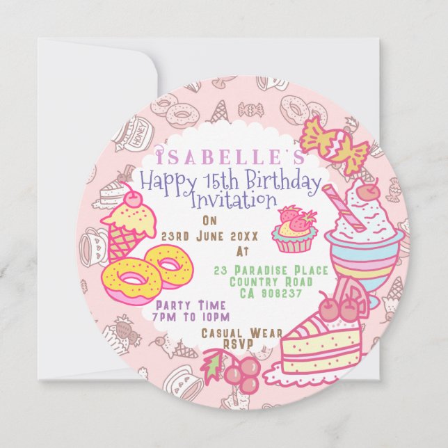 Sweet Bakery and Drinks Peach Holiday Card (Front)