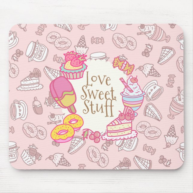 Sweet Bakery and Drinks Peach Mouse Mat (Front)