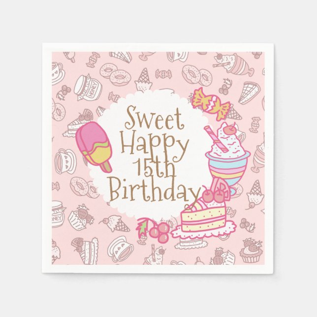 Sweet Bakery and Drinks Peach Napkin (Front)
