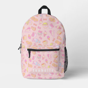 Sweet Bakery and Drinks Peach Printed Backpack