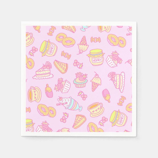 Sweet Bakery and Drinks Pink Napkin (Front)