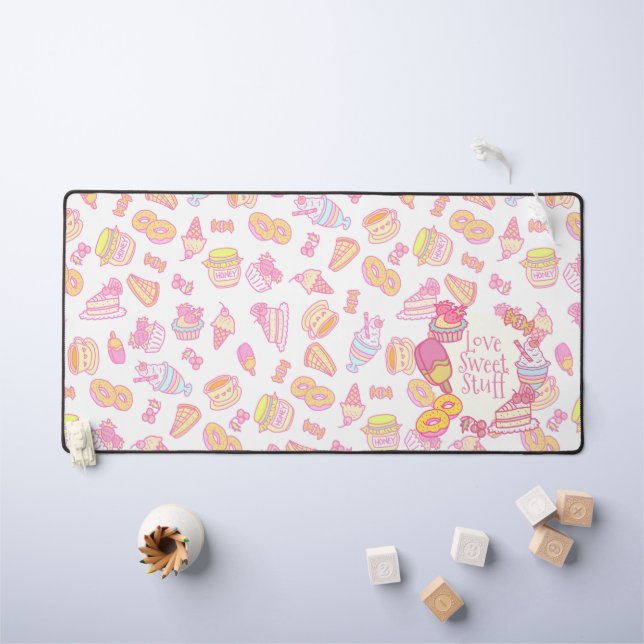 Sweet Bakery and Drinks White Desk Mat (Kids Table)