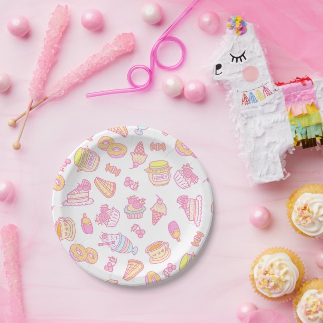 Sweet Bakery and Drinks White Paper Plate (Party)