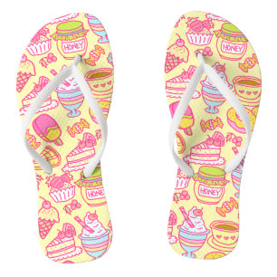 Sweet Bakery and Drinks Yellow Flip Flops