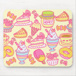 Sweet Bakery and Drinks Yellow  Mouse Mat