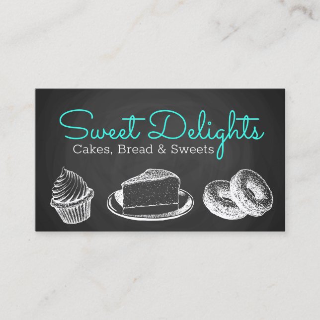 Sweet Bakery Chalkboard Business Card (Front)