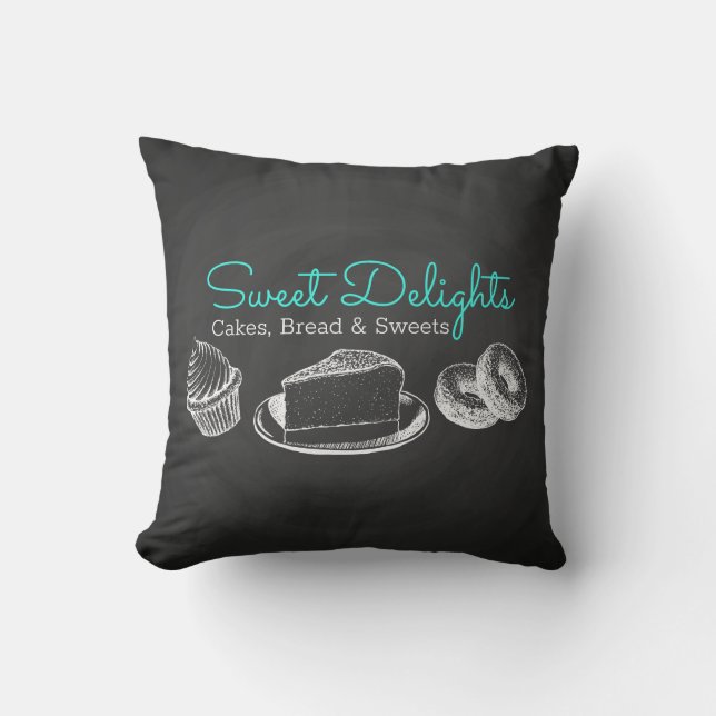 Sweet Bakery Chalkboard Business Cushion (Front)