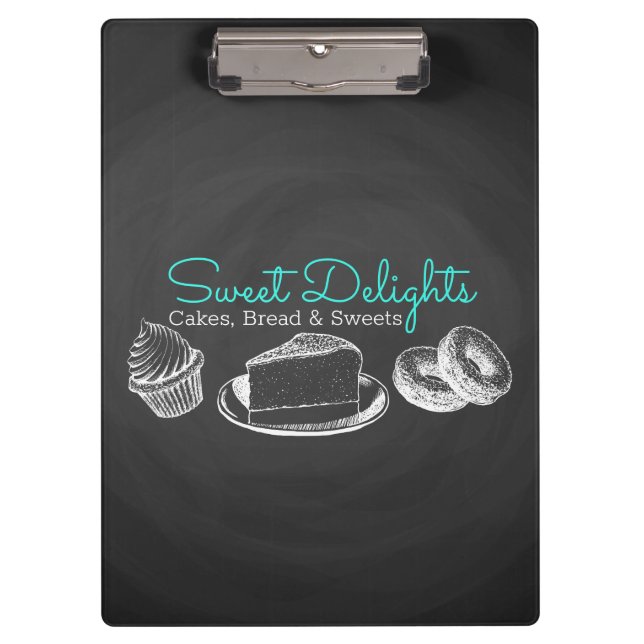 Sweet Bakery Chalkboard Professional Clipboard (Front)